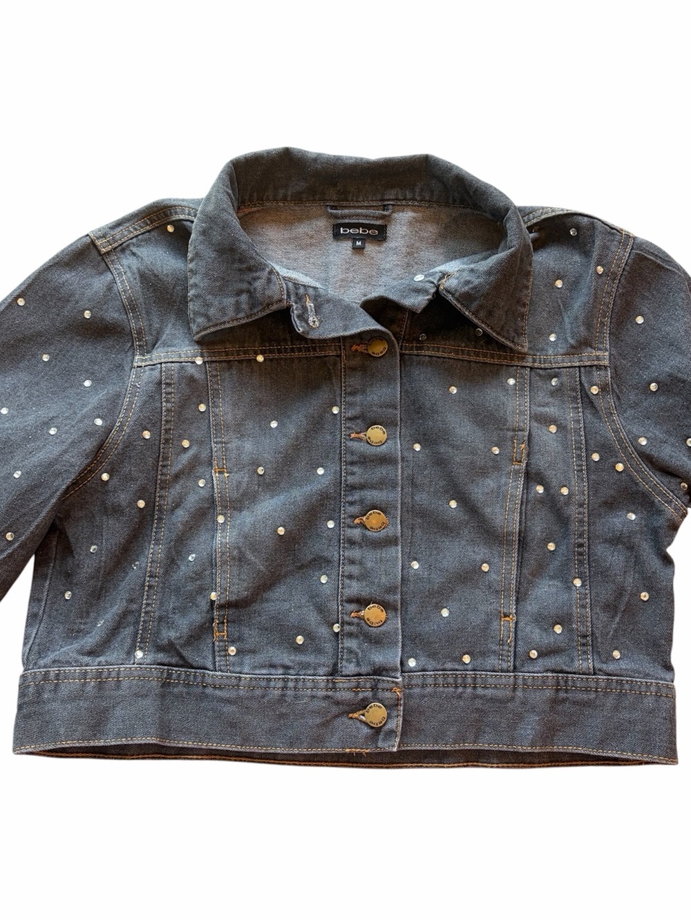 Bebe Denim Jacket With Rhinestones - Picture 2 of 8